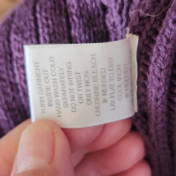 Christopher & Banks purple 100% cotton cable knit sweater size medium Spring - Picture 10 of 11